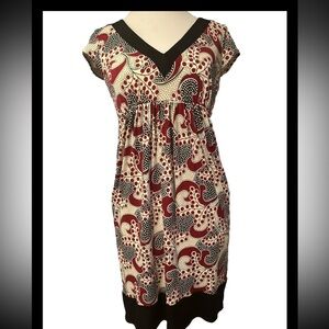 Maggy London Size Sheath Dress Stretch Work Causal Graphic Red, Black 4P